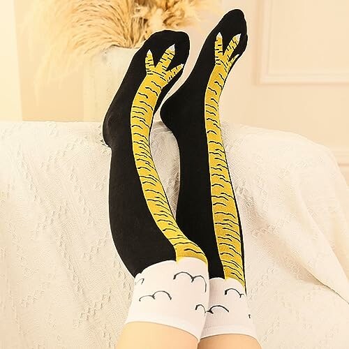 Novelty socks with chicken leg design