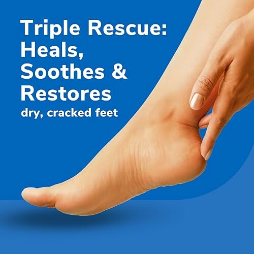 Foot being massaged with text about healing and soothing cracked feet