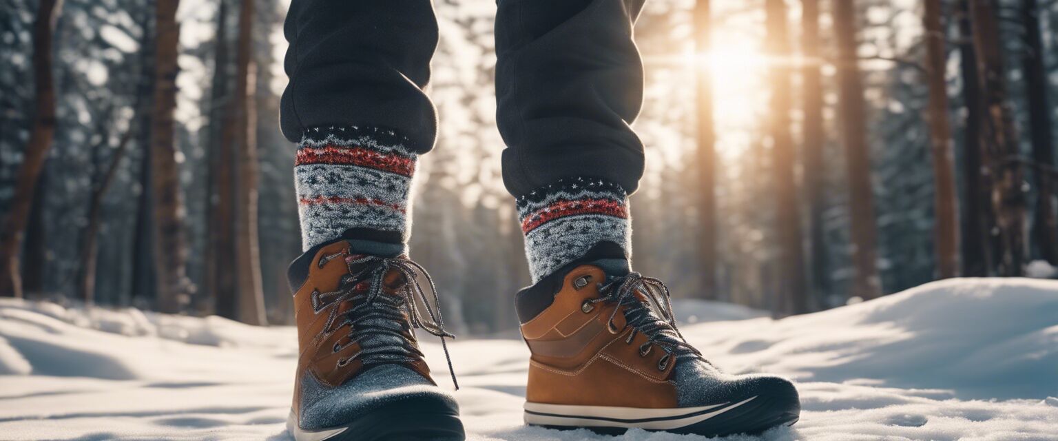 Insulated socks in use outdoors