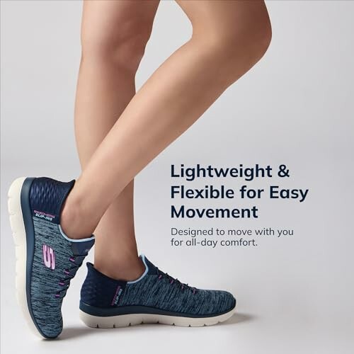 Person wearing lightweight flexible shoes, emphasizing comfort and movement.