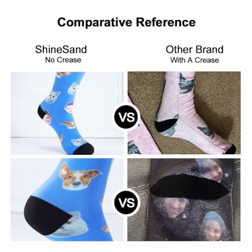 Comparison of creaseless ShineSand socks and creased other brand socks.