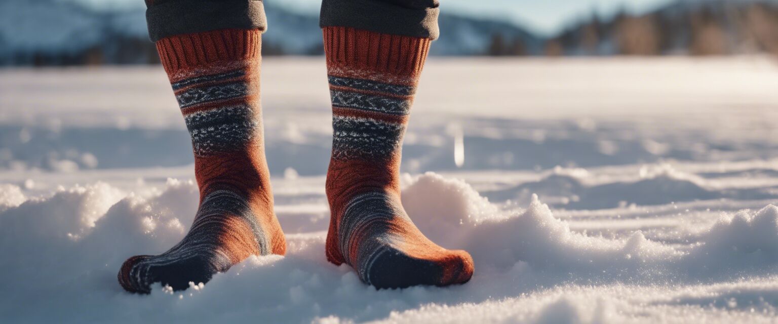 Close-up of thermal socks in winter