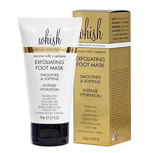 Whish exfoliating foot mask with coconut milk and verbena.